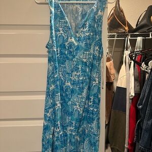Lilly Pulitzer Blue and White Midi Dress